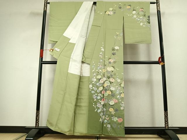平和屋着物●訪問着　友禅　作家物　枝花文　暈し染め　やまと誂製　正絹　逸品　未使用　AABJ4117fy
