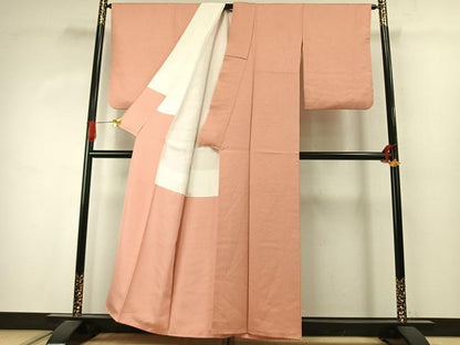 平和屋着物●上質な色無地　草花地紋　一斤染色　正絹　逸品　AABJ4118fy