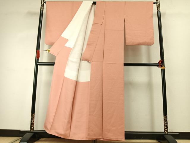 平和屋着物●上質な色無地　草花地紋　一斤染色　正絹　逸品　AABJ4118fy