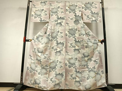 平和屋着物●上質な小紋　地紋起こし　草花文　正絹　逸品　AABJ4124fy