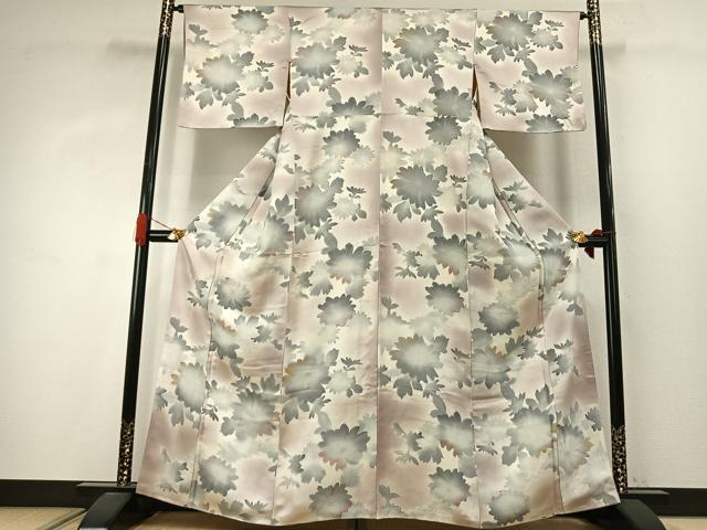 平和屋着物●上質な小紋　地紋起こし　草花文　正絹　逸品　AABJ4124fy