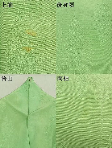 平和屋着物●上質な色無地　草葉地紋　若葉色　正絹　逸品　AABJ4126fy
