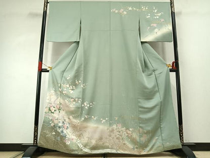 平和屋着物●訪問着　草花文　暈し染め　金彩　正絹　逸品　AABJ4127fy