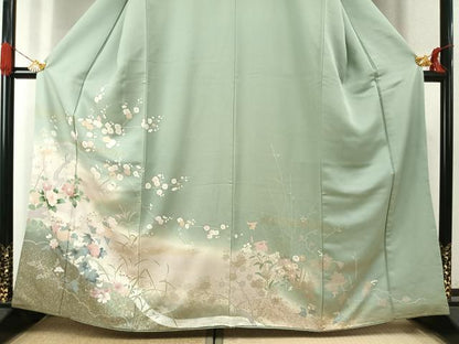 平和屋着物●訪問着　草花文　暈し染め　金彩　正絹　逸品　AABJ4127fy