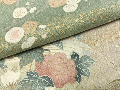 平和屋着物●訪問着　草花文　暈し染め　金彩　正絹　逸品　AABJ4127fy