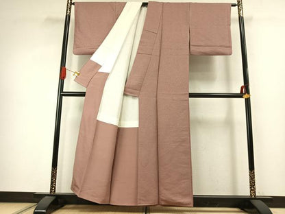 平和屋着物●上質な色無地　霞地紋　鴇浅葱色　正絹　逸品　AABJ4129fy
