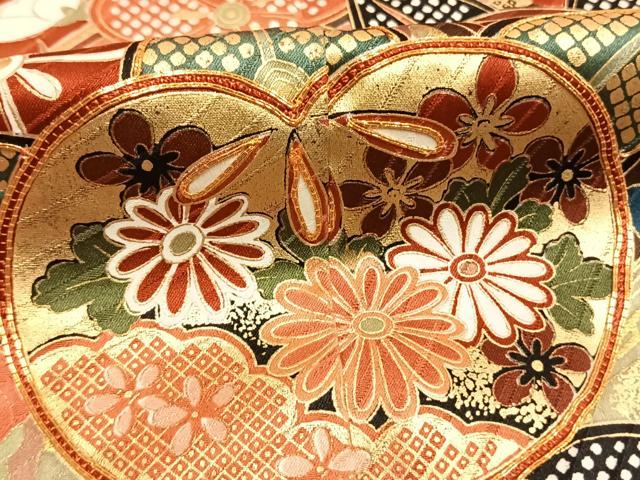 平和屋着物●豪華振袖　駒刺繍　花鳥文　暈し染め　金彩　正絹　逸品　AABJ4130fy