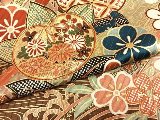 平和屋着物●豪華振袖　駒刺繍　花鳥文　暈し染め　金彩　正絹　逸品　AABJ4130fy