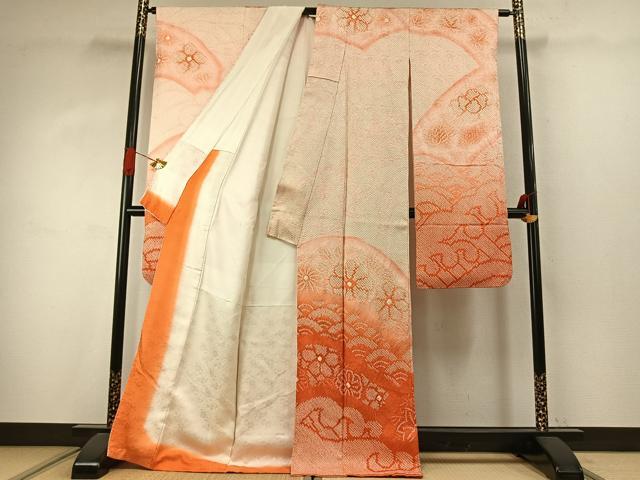 平和屋着物●豪華振袖　総絞り　舞花文　暈し染め　正絹　逸品　AABJ4131fy