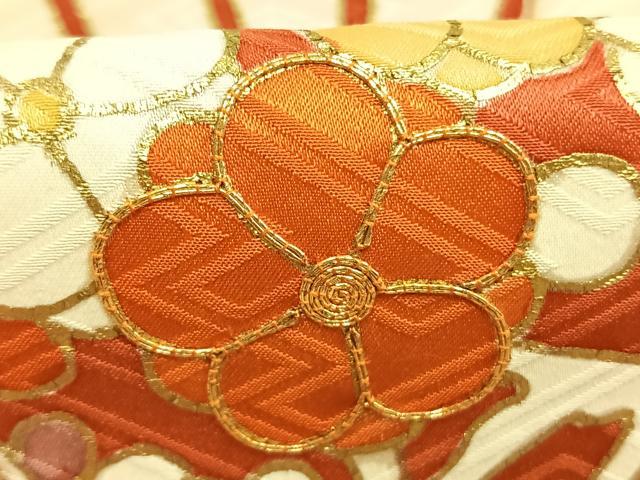平和屋着物●豪華振袖　駒刺繍　扇面花鳥文　金彩　正絹　逸品　AABJ4133fy