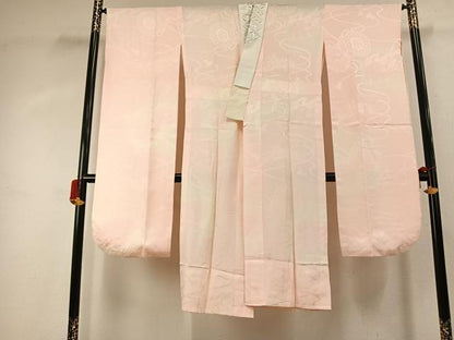 平和屋着物●振袖用長襦袢　無双仕立て　扇面花鼓地紋　暈し染め　半衿刺繍　正絹　逸品　AABJ4138fy