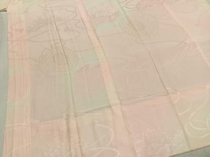 平和屋着物●振袖用長襦袢　無双仕立て　扇面花鼓地紋　暈し染め　半衿刺繍　正絹　逸品　AABJ4138fy