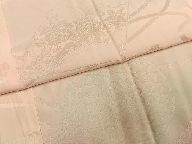 平和屋着物●振袖用長襦袢　無双仕立て　扇面花鼓地紋　暈し染め　半衿刺繍　正絹　逸品　AABJ4138fy
