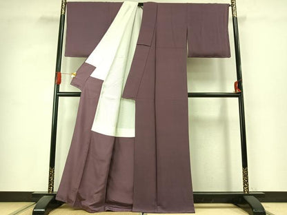 平和屋着物●上質な色無地　二藍色　正絹　逸品　AABJ4140fy
