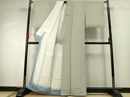 平和屋着物●上質な小紋　幾何学文様　反端付き　正絹　逸品　AABJ4141fy