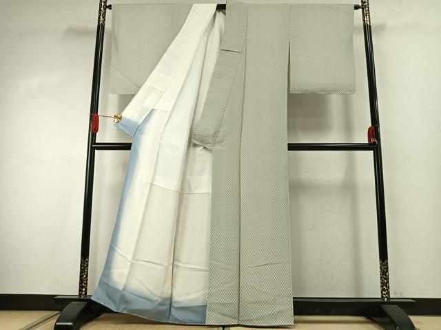 平和屋着物●上質な小紋　幾何学文様　反端付き　正絹　逸品　AABJ4141fy