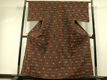 平和屋着物●上質な紬　琉球絣　正絹　逸品　AABJ4144fy