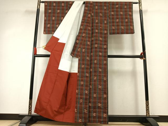 平和屋着物●上質な紬　琉球絣　正絹　逸品　AABJ4144fy