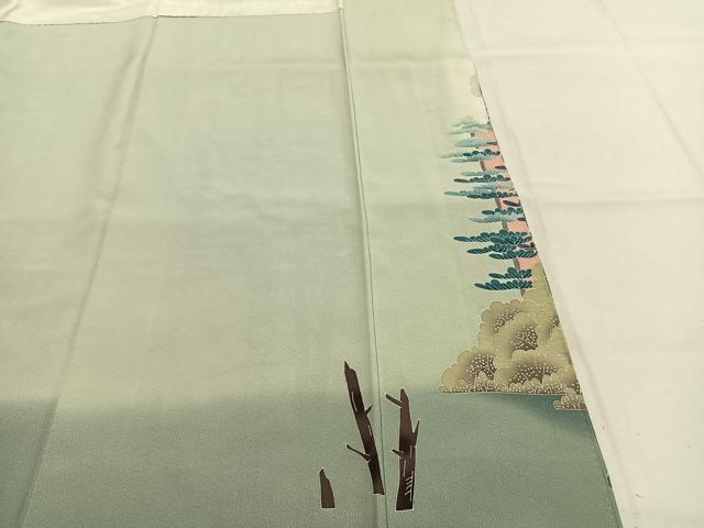 平和屋着物●本加賀友禅作家　宮野勇造　色留袖　雀　樹林文　暈し染め　正絹　逸品　AABJ4145fy