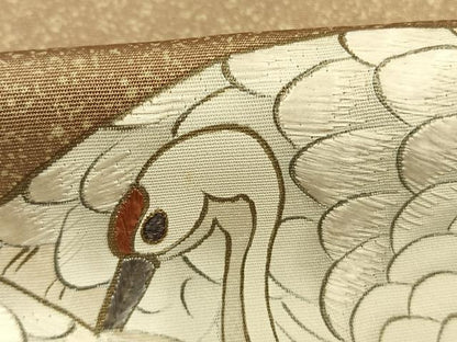平和屋着物●訪問着　作家物　刺繍　鶴　暈し染め　金糸　金彩　正絹　逸品　AABJ4146fy