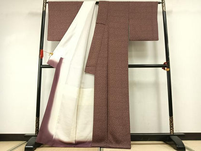 平和屋着物●人間国宝　初代 六谷梅軒(六谷紀久男)錐彫り　重要無形文化　財伊勢型紙　江戸小紋　草花文　正絹　逸品　AABJ4147fy