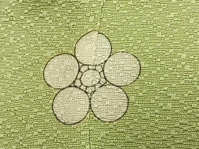 平和屋着物●上質な色無地　霞地紋　若菜色　正絹　逸品　AABJ4149fy