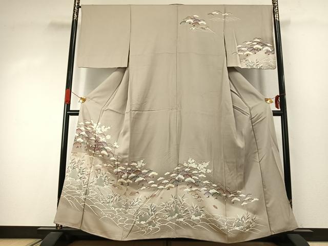 平和屋着物●訪問着　風景松文　暈し染め　金彩　正絹　逸品　AABJ4150fy