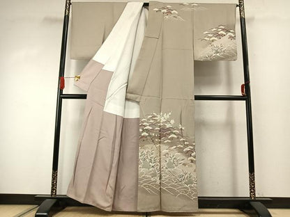 平和屋着物●訪問着　風景松文　暈し染め　金彩　正絹　逸品　AABJ4150fy