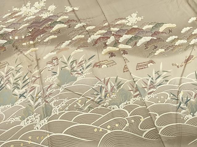 平和屋着物●訪問着　風景松文　暈し染め　金彩　正絹　逸品　AABJ4150fy