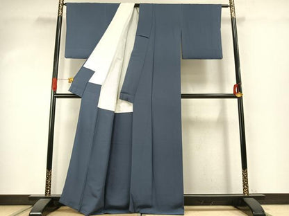 平和屋着物●上質な色無地　鉄御納戸色　正絹　逸品　AABJ4153fy