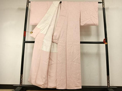 平和屋着物●上質な色無地　墨流し地紋　薄桜色　正絹　逸品　AABJ4156fy