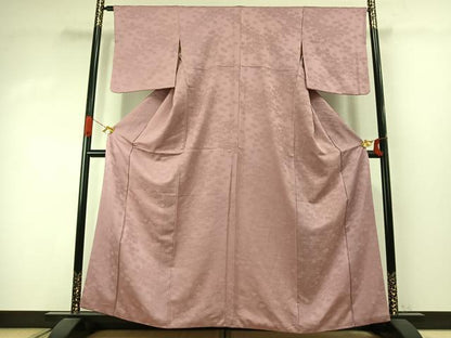 平和屋着物●上質な色無地　舞葉地紋　撫子色　正絹　逸品　AABJ4157fy