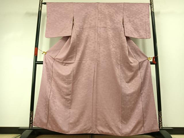 平和屋着物●上質な色無地　舞葉地紋　撫子色　正絹　逸品　AABJ4157fy