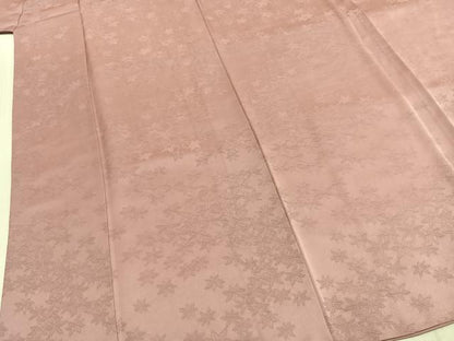 平和屋着物●上質な色無地　舞葉地紋　撫子色　正絹　逸品　AABJ4157fy