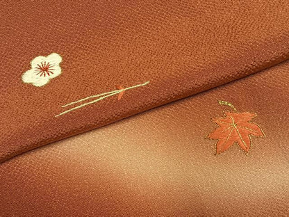 平和屋着物●訪問着　総刺繍　松葉　舞花文　暈し染め　金糸　鬼しぼ縮緬　正絹　逸品　AABJ4160fy