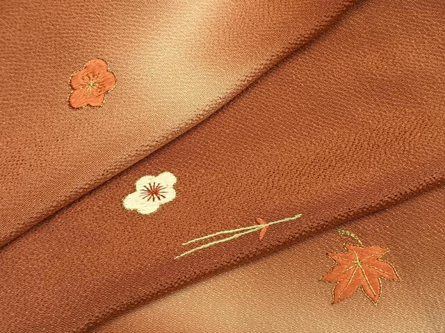 平和屋着物●訪問着　総刺繍　松葉　舞花文　暈し染め　金糸　鬼しぼ縮緬　正絹　逸品　AABJ4160fy