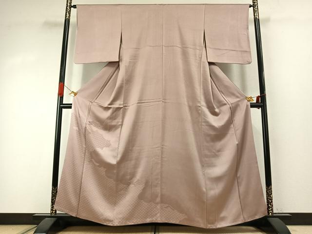 平和屋着物●色留訪問着　枝松地紋　灰桜色　正絹　逸品　AABJ4164fy