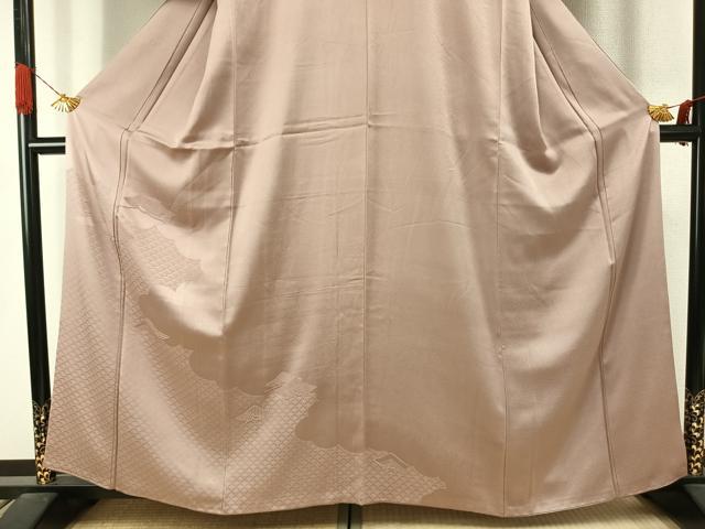 平和屋着物●色留訪問着　枝松地紋　灰桜色　正絹　逸品　AABJ4164fy