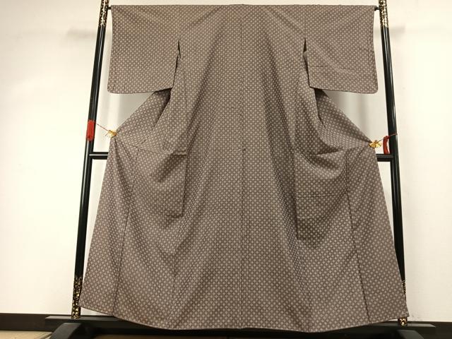 平和屋着物●お召　幾何学文様　正絹　逸品　未使用　AABJ4167fy