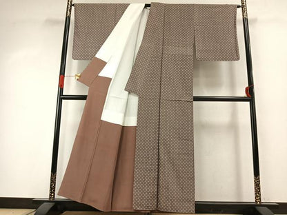 平和屋着物●お召　幾何学文様　正絹　逸品　未使用　AABJ4167fy