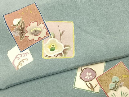 平和屋着物●訪問着　作家物　色紙重ね花文　金彩　正絹　逸品　AABJ4170fy