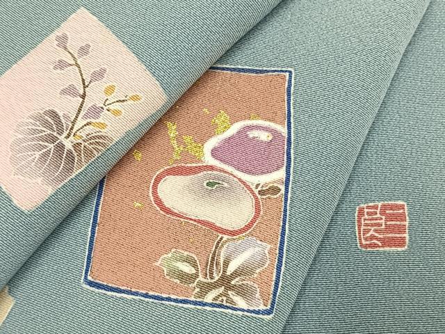 平和屋着物●訪問着　作家物　色紙重ね花文　金彩　正絹　逸品　AABJ4170fy