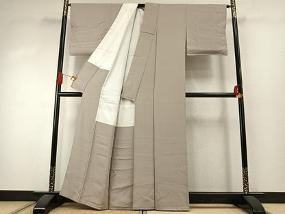 平和屋着物●上質な色無地　枯野色　正絹　逸品　AABJ4171fy
