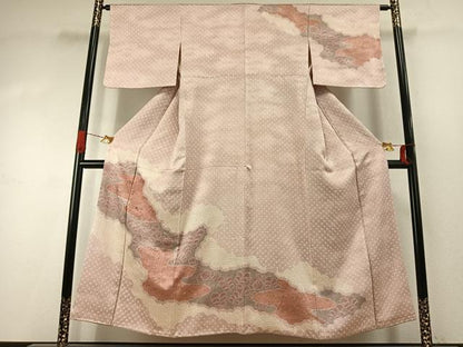 平和屋着物●訪問着　総刺繍　絞り　舞花文　金彩　正絹　逸品　AABJ4172fy