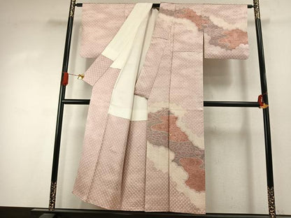 平和屋着物●訪問着　総刺繍　絞り　舞花文　金彩　正絹　逸品　AABJ4172fy