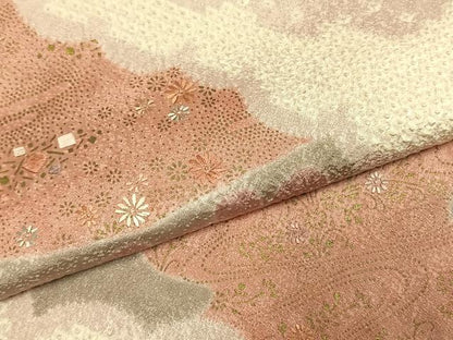 平和屋着物●訪問着　総刺繍　絞り　舞花文　金彩　正絹　逸品　AABJ4172fy