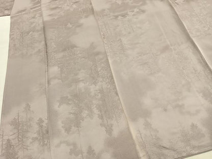 平和屋着物●上質な色無地　樹林地紋　桜鼠色　正絹　逸品　AABJ4173fy