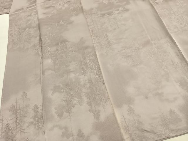 平和屋着物●上質な色無地　樹林地紋　桜鼠色　正絹　逸品　AABJ4173fy