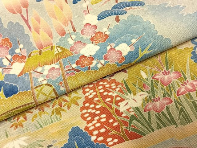 平和屋着物●豪華色留袖　風景花文　暈し染め　正絹　逸品　AABJ4175fy