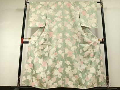 平和屋着物●上質な小紋　地紋起こし　草花文　正絹　逸品　未使用　AABJ4176fy